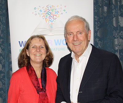 Lynn Pegler with Gyles Brandreth at Weaver Words