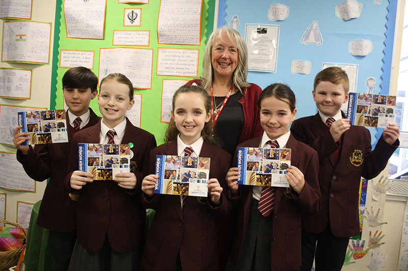 19 February: Poet Mandy Coe with Year 5 pupils from St Lukes RC primary school in Frodsham